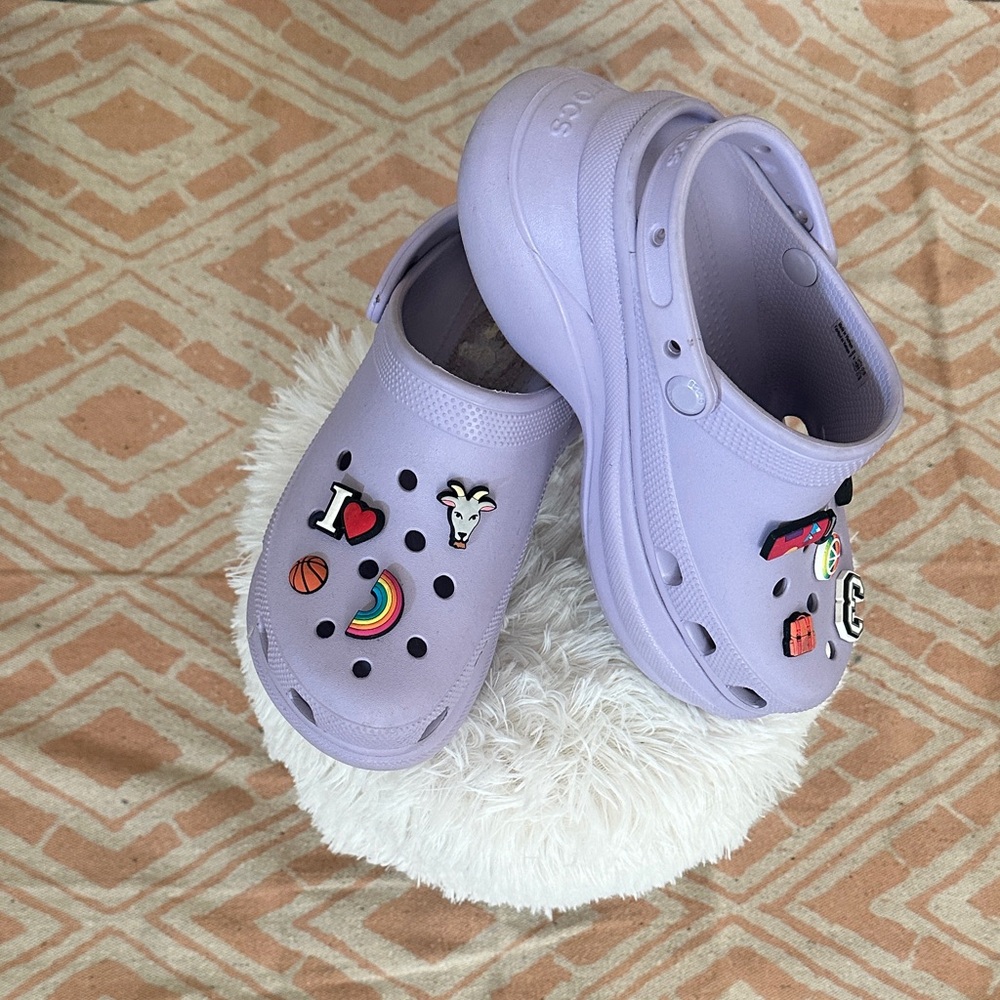 CROCS platform Lavender Slippers with Charms
